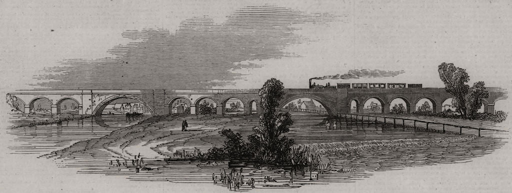 London and Richmond Railway. The Wandle Viaduct 1846 old antique print picture